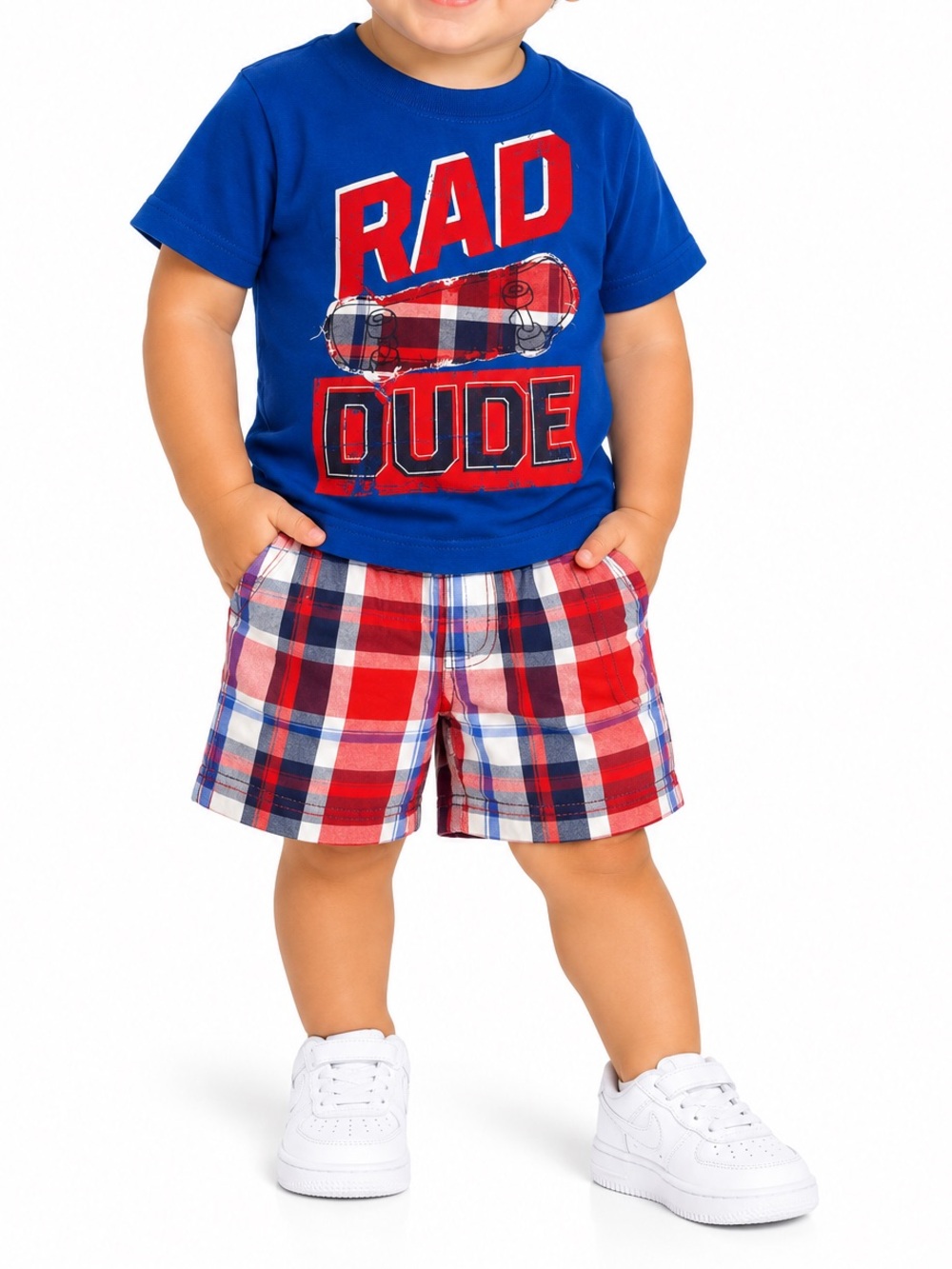 🔥 5 for $30 🔥 Circo Boys’ “Rad Dude” T-Shirt & Plaid Shorts Outfit | 18M